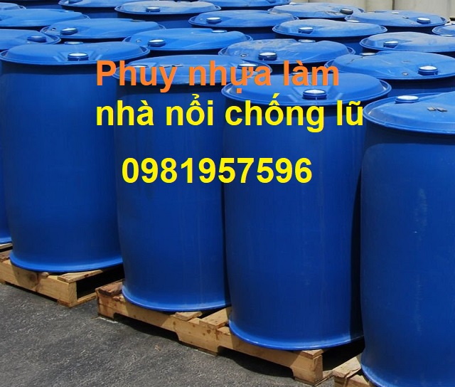 Phuy nhựa làm nhà nổi chống lũ.jpg