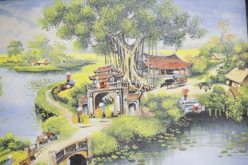 tranh đồng quê khổ lớn số 1- cổng làng.jpg