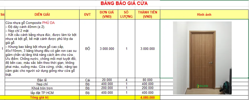 Gía mẫu cửa nhựa phòng ngủ 