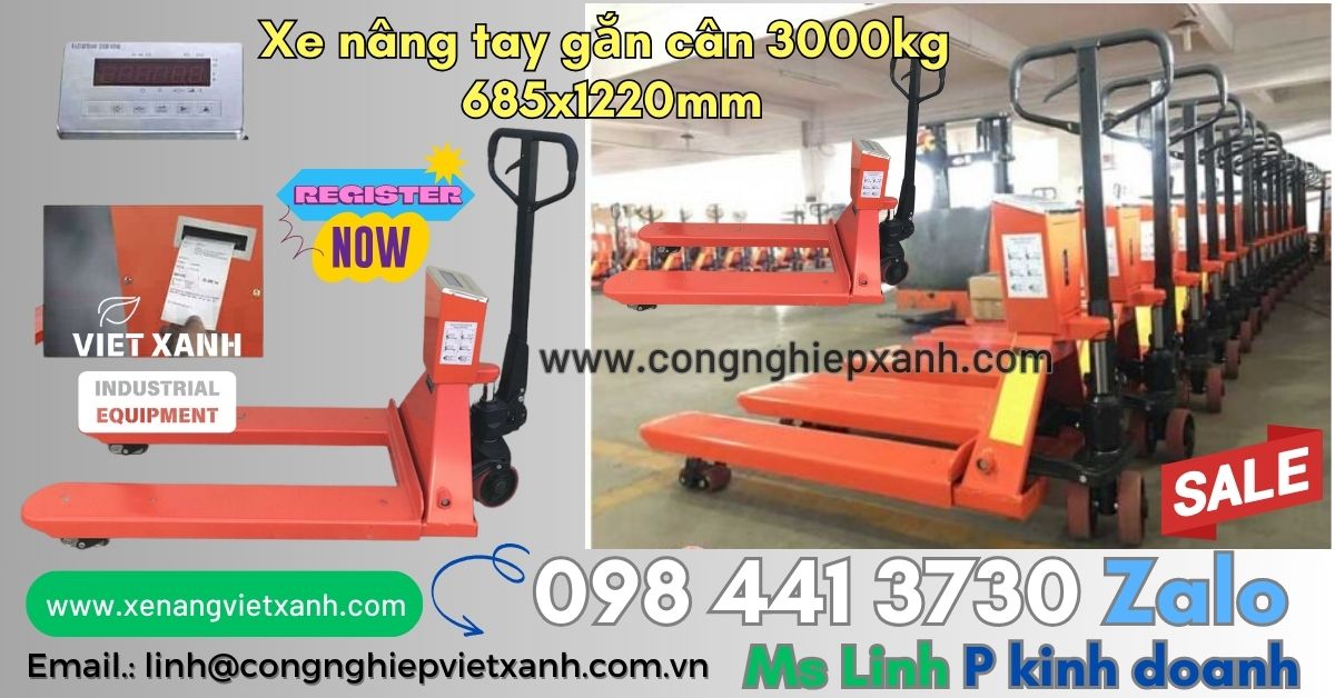 Xe nâng tay gắn cân 3000kg