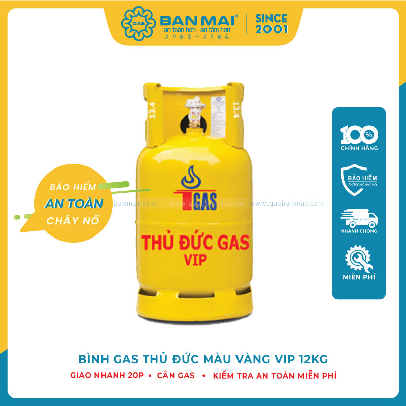 bình gas Thủ Đức vàng 12kg chính hãng