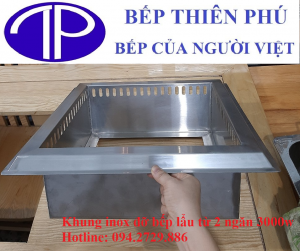 Khung inox đỡ bếp lẩu từ 2 ngăn 3000w