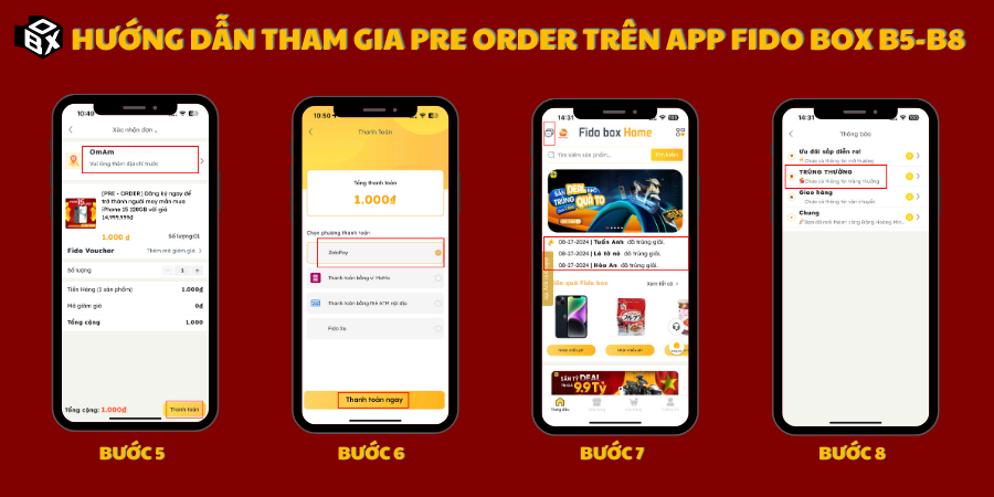 Hướng dẫn tham gia Pre Order trên app Fido Box B5-B8