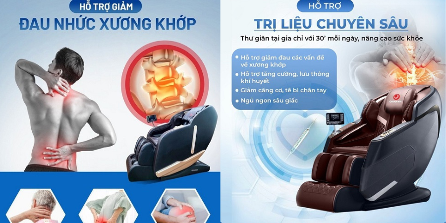 Ghế massage hỗ trợ giảm đau xương khớp, giảm tê bì chân tay