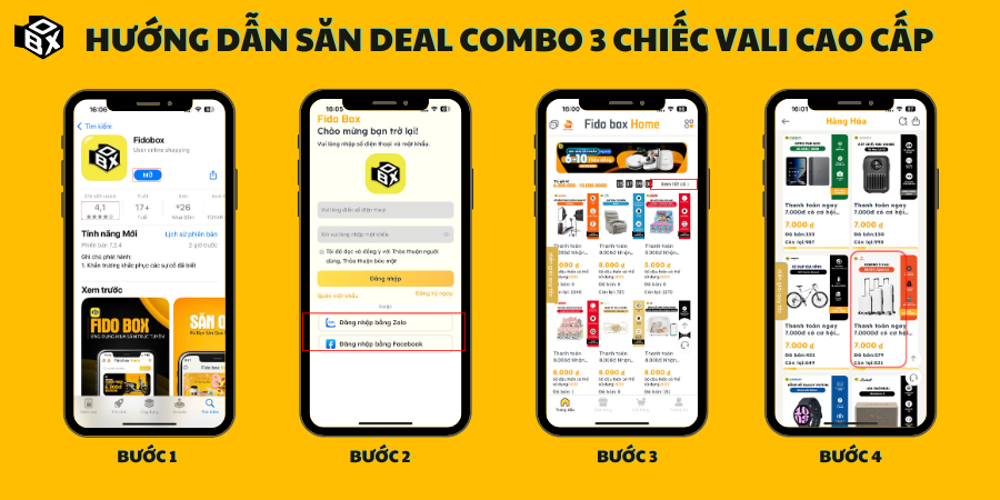 Hướng dẫn săn deal combo 3 chiếc vali cao cấp B1 - B4