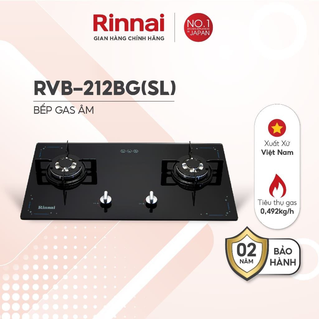 Bếp gas âm Rinnai RVB-212BG(SL) chính hãng