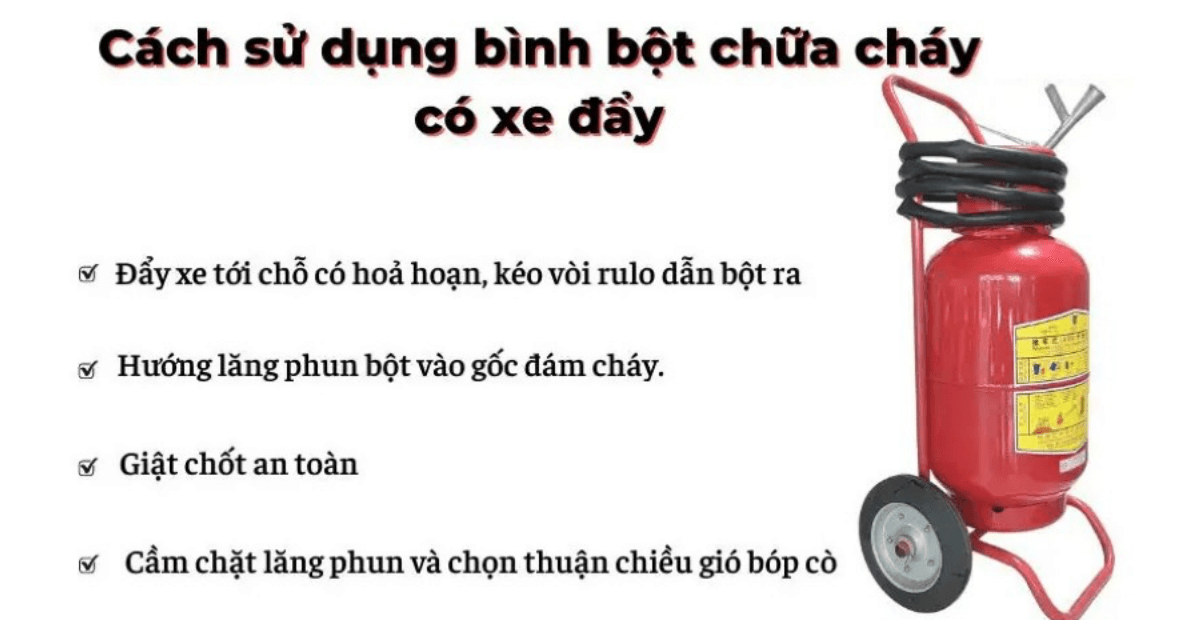 sử dụng bình chữa cháy xe đẩy