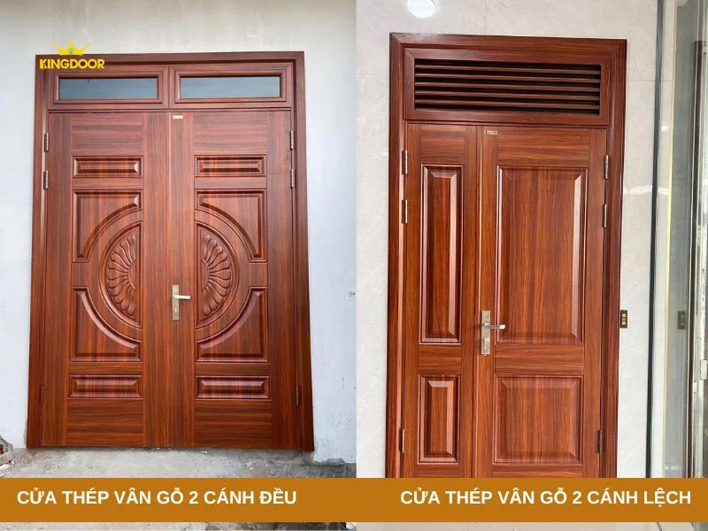 Giá cửa thép vân gỗ 2 cánh Gia Lai