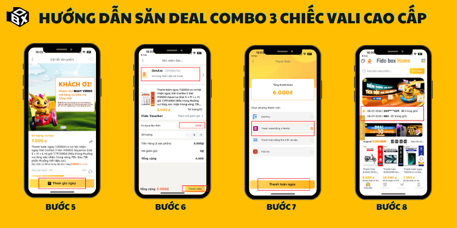 Hướng dẫn săn deal combo 3 chiếc vali cao cấp B5 - B8