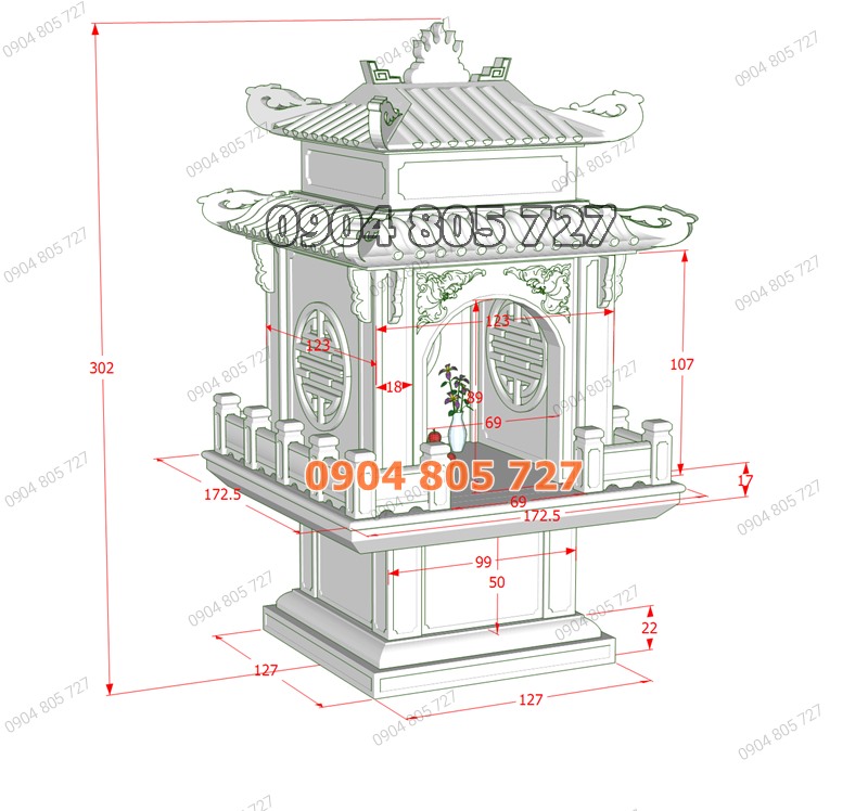 Kích thước xây cây hương 02