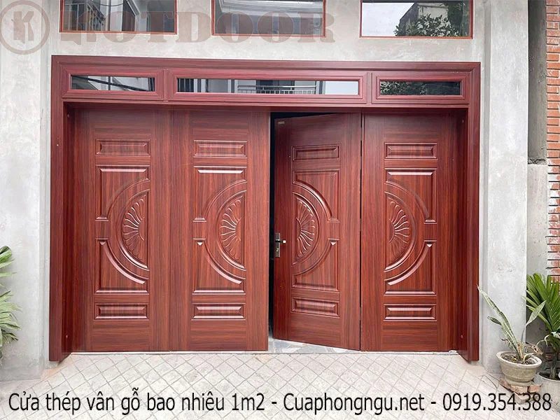 Cửa thép vân gỗ bao nhiêu 1m2