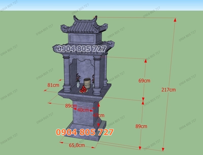 Kích thước xây cây hương 05