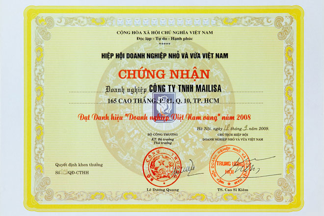 danh hieu doanh nghiep viet nam chat luong vang 2008