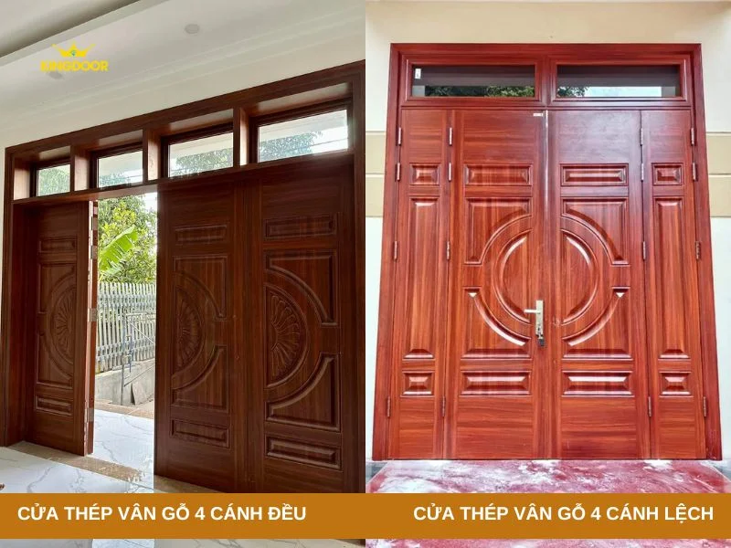 Giá cửa thép vân gỗ 4 cánh Gia Lai