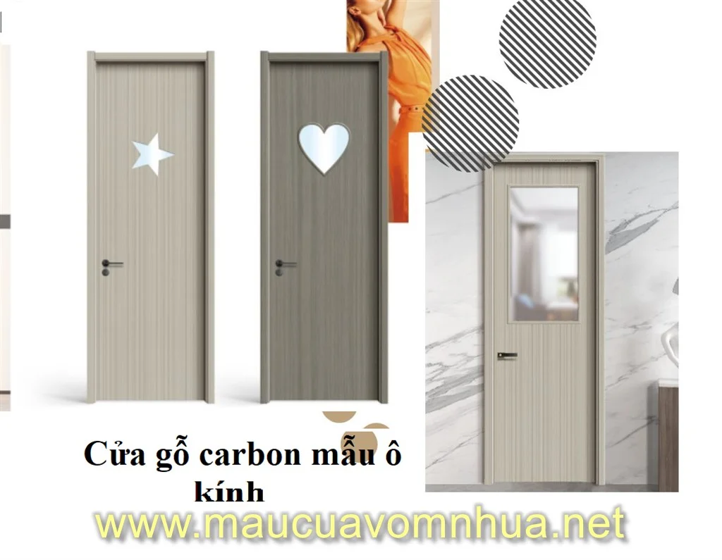 Cửa gỗ carbon mẫu ô kính