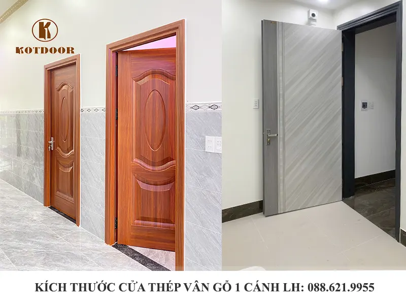 Kích thước cửa thép vân gỗ 1 cánh