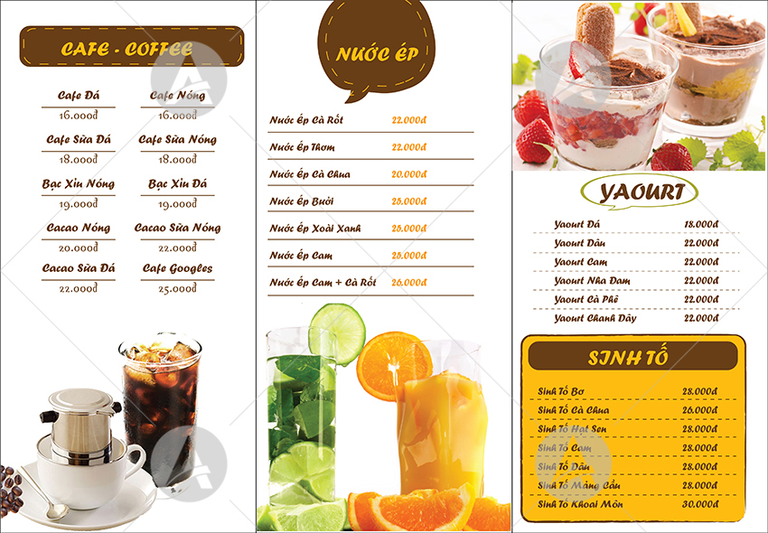 thiet ke menu quan cafe