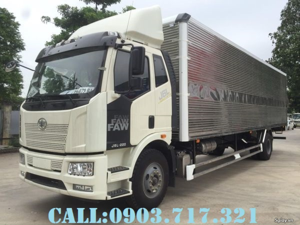 Xe tải Faw thùng kín (máy Faw 220hp) 7t45 thùng dài 9m7