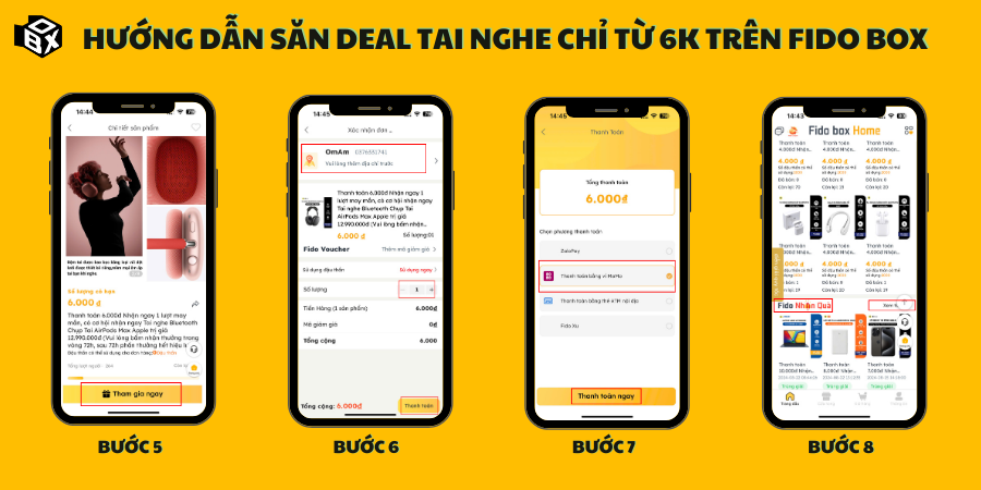 Hướng dẫn săn deal tai nghe siêu xịn chỉ từ 6k trên app Fido Box b5-b8