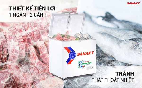 Tủ đông Sanaky VH-2599A3 có dung tích khoảng 250 lít