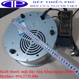 Kích thước mặt đáy bếp hồng ngoại 2000w