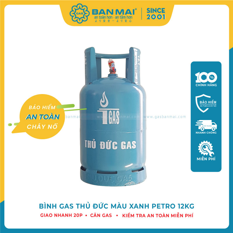 Bình gas Thủ Đức xanh Petro 12kg (van Petrolimex)