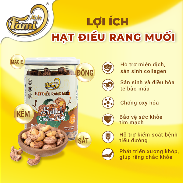 công dụng hạt điều rang muối