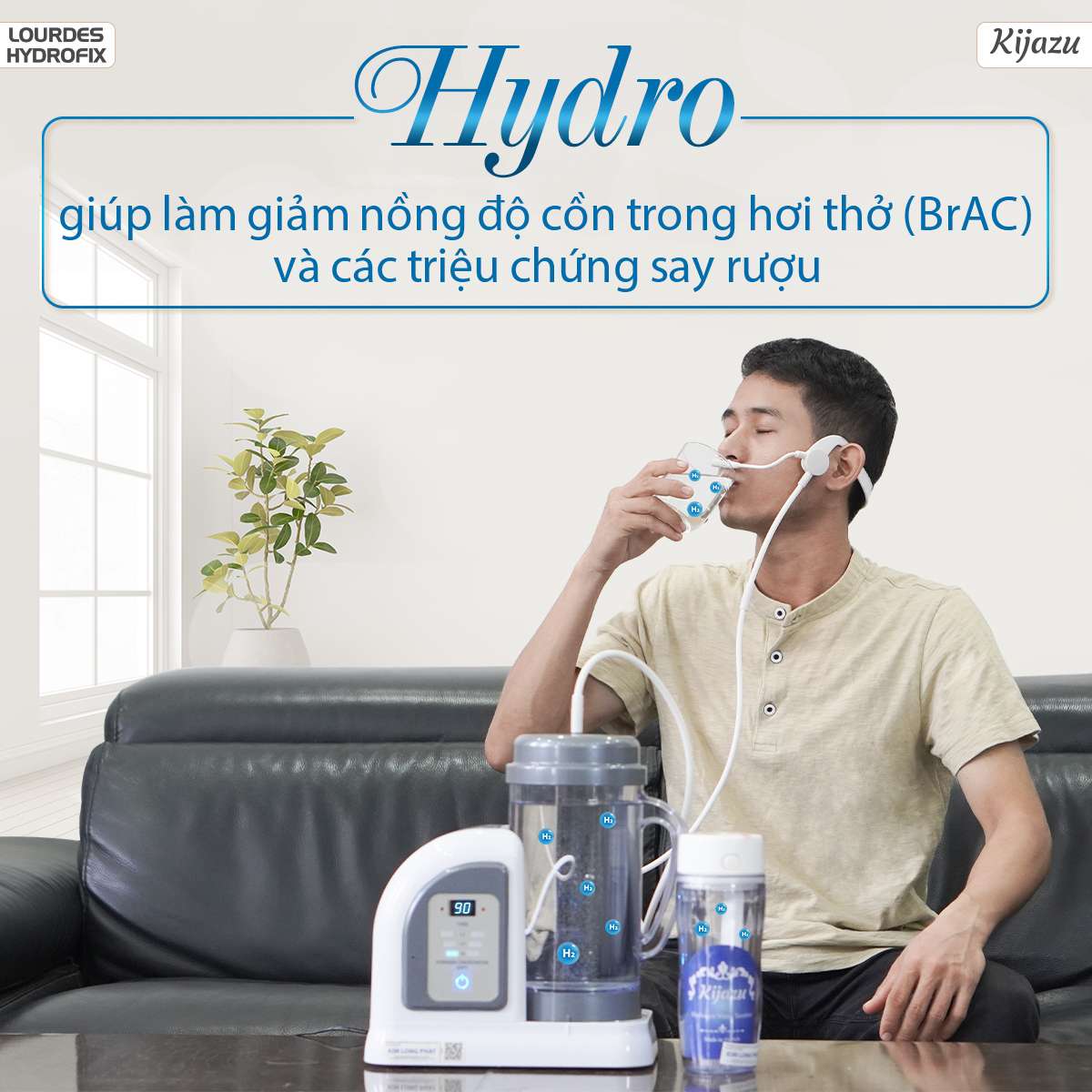 Hydro được nghiên cứu là có công dụng giúp làm giảm nồng độ cồn trong hơi thở (BrAC) và các triệu chứng nôn nao hiệu quả
